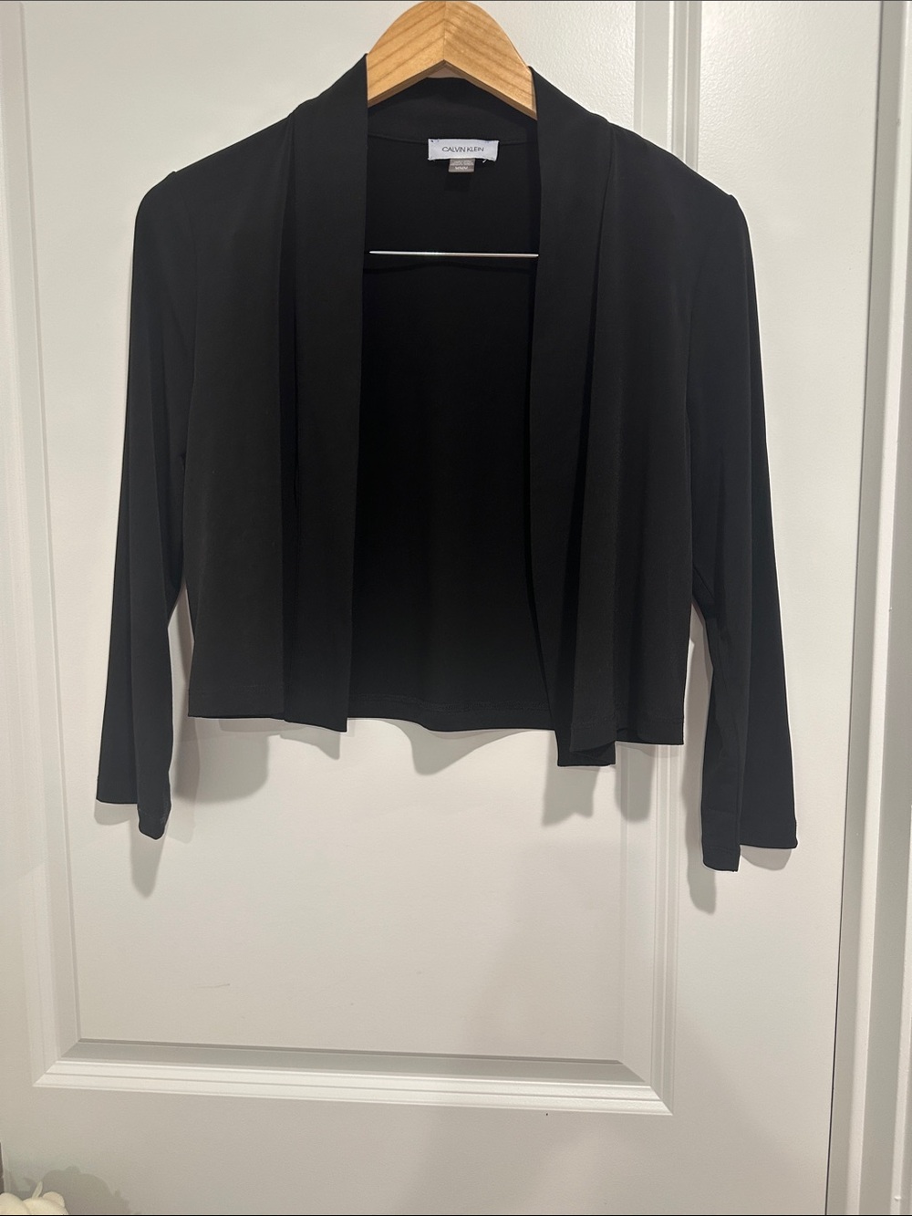 Calvin Klein Black Cropped Open-Front Blazer